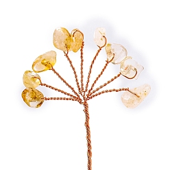 Цитрин Украшения дисплея натурального цитрина, украшения для домашнего офиса, цветок, золотые, 120 мм