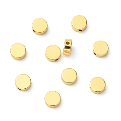 Real 18K Gold Plated SHEGRACE Brass Beads, Cadmium Free & Nickel Free & Lead Free, Flat Round, Real 18K Gold Plated, 6x2.5mm, Hole: 1.2mm