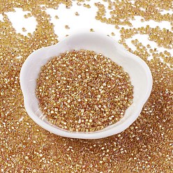 (932FM) Темно-синий аква-матовый с подкладкой Fgb 12/0 круглый стеклянный бисер класса А, квадратное отверстие, серебряная линия, с покрытием AB цвета, темно-золотистые, 2x1 мм, отверстие : 0.3x0.3 мм