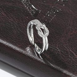 Платина Кольца-манжеты с прозрачным кубическим цирконием, украшения из латуни для женщин, долговечный, стойки покрытие, без свинца и без кадмия, платина, 6 мм, внутренний диаметр: 16 мм