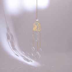 Witch Каплевидные стеклянные ловцы солнца, металлические подвесные украшения на хэллоуин, создатель радуги, для украшения сада и дома, ведьма, 390~440 мм