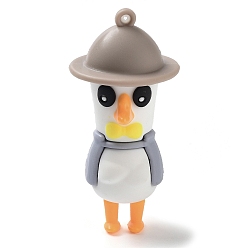 Оранжевый Пластиковые большие подвески из пвх, утка, оранжевые, 66x31.5x33 мм, отверстие : 3 мм