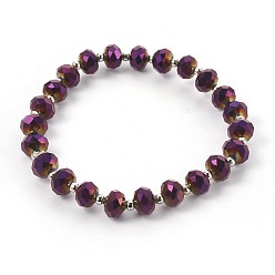 С Фиолетовым Покрытием Гальванические стрейч-браслеты, с латунным шарики прокладки, круглые, с фиолетовым покрытием, 2-1/8 дюйм (5.3 см)