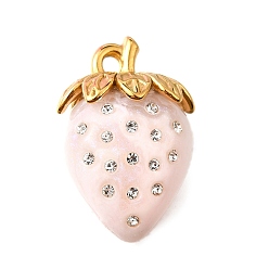 Фора 304 из нержавеющей стали акриловые подвески, клубника прелести, со стразами, вакуумное покрытие pvd, оранжевые, 31.5x21x15 мм, отверстие : 3 мм