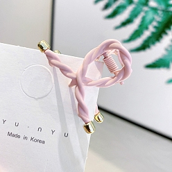 Pink Заколки для волос из сплава с краской для выпечки, форма скручивания веревки, розовые, 35x25 мм