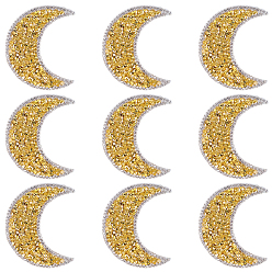Луна Стразы из смолы, термоклеящиеся стразы, пришивные/приклеиваемые утюгом нашивки на ткань, золотые, луна, 60x48x2.5 мм