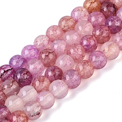 (52) Непрозрачная лаванда Нити из окрашенных стеклянных бусин с эффектом омбре и эффектом кракелюра, имитация драгоценных камней, круглые, разноцветные, 6~6.5 мм, отверстие : 0.8~1 мм, около 138~146 шт / нитка, 29.92~31.89 дюйм (76~81 см)