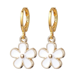 Золотой Женские серьги с эмалью из сплава, цветок, золотые, 28.5x13 мм