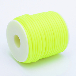 Green Yellow Hollow Pipe PVC Tubular Synthetic Rubber Cord, Wrapped Around White Plastic Spool, Green Yellow, 2mm, Hole: 1mm, about 54.68 yards(50m)/roll