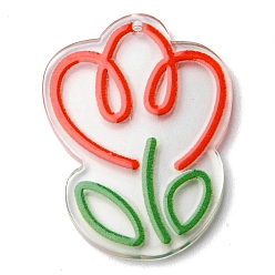 Лосось Прозрачные акриловые подвески, тюльпан, salmon, 38x28x2.5 мм, отверстие : 1.5 мм