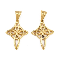 Real 20K Gold Plated 304 подвески из нержавеющей стали, очарование тройственного узла, ионное покрытие (ip), реальный 20 k позолоченный, 31.5x22.5x3 мм, отверстие : 8x4.8 мм