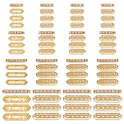 Golden 120Pcs 4 Styles Alloy Crystal Rhinestone Spacer Bars, Oval, Golden, 18~38x7~9mm, 30pcs/style