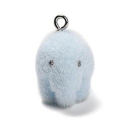 Слон Подвески из непрозрачной смолы, с платиновыми тоновыми железными петлями, слон, 20x23x15 мм, отверстие : 2 мм