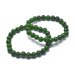 TaiWan Jade Natural TaiWan Jade Bead Stretch Bracelets, Round, Dyed, 2-1/8 inch~2-3/8 inch(5.5~6cm), Bead: 8mm