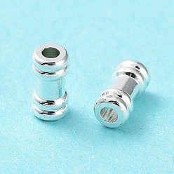 Серебро Латунная бусина с покрытием стойки, без кадмия и без свинца, долговечный, колонка, серебряные, 6x3 мм, отверстие : 1.4 мм