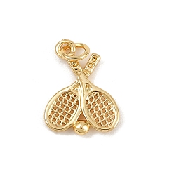 Настоящее золото 18K Латунные подвески, без кадмия и без свинца, ракетки, с целью перехода в кольце, реальный 18 k позолоченный, 17.5x13x2.5 мм, отверстие : 3.5 мм