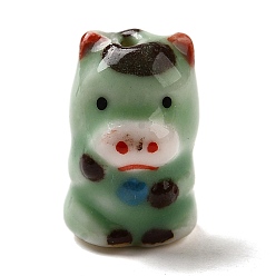 Другие Фарфоровые бусины ручной работы, животные, корова, 18x12x14 мм, отверстие : 1.4~3 мм