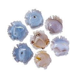 Natural Agate Natural Agate Geode Carved Healing Fish Figurines, Reiki Energy Stone Display Decorations, 50~60x50~60mm