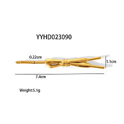 Bowknot 304 шпилька для волос из нержавеющей стали, реальный 18 k позолоченный, бантом, 74x11 мм