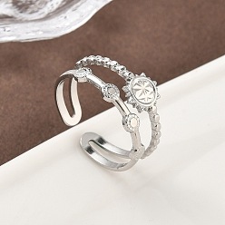 Нержавеющая Сталь Цвет 304 открытые манжеты из нержавеющей стали для женщин, солнце, цвет нержавеющей стали, 10 мм, регулируемый