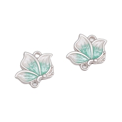 Светлый Морско-зеленый Подвески из сплава эмали, цветок, матовый серебристый цвет, светло-зеленый, 14x16 мм, отверстие : 1.5 мм