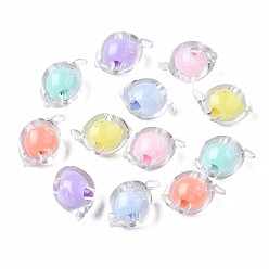 Mixed Color Transparent Acrylic Beads, Bead in Bead, Lemon, Mixed Color, 15x22.5x15mm, Hole: 3.3mm, about 200pcs/500g