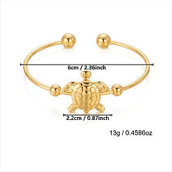 Tortoise 304 из нержавеющей стали манжеты браслеты, браслеты с крутящим моментом для женщин, золотые, черепаха, внутренний диаметр: 2.36 дюйм (6 см)