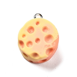 Food Подвески из смолы, имитация еды, с железной платиной петлей, сыр, 21x17x10 мм, отверстие : 2 мм