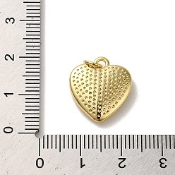 Blanched Almond Rack Plating Brass Micro Pave Cubic Zirconia Pendants, Cadmium Free & Lead Free, Heart, Blanched Almond, 17x15.5x4mm, Hole: 3mm