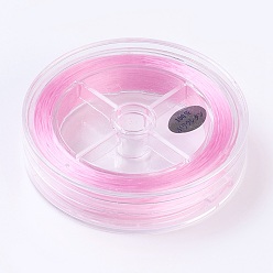 Rose Nacré Chaîne de cristal élastique plat, fil de perles élastique, pour la fabrication de bracelets élastiques, perle rose, 1x0.5mm, environ 87.48 yards (80m)/rouleau