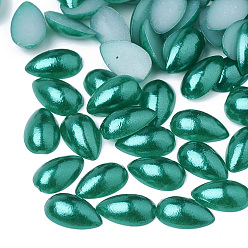Sea Green ABS Plastic Imitation Pearl Cabochons, Teardrop, Sea Green, 8x5x2.5mm