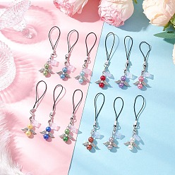 (52) Непрозрачная лаванда Аксессуары для мобильных ремней angel, с искусственными жемчужными акриловыми бусинами, пылезащитными заглушками из ПВХ, петлей для шнура, бусинами в тибетском стиле и железными штифтами с плоскими головками, разноцветные, 92 мм