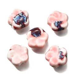 BrumosaRosa Cuentas de porcelana hechas a mano, flor, rosa brumosa, 14.5x15x6.5 mm, agujero: 2 mm