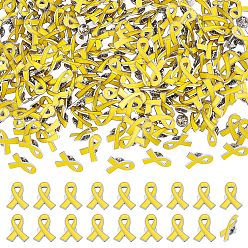 Желтый 200 шт. эмалевые значки с ленточкой для информирования, Броши из платинового сплава для рюкзака, желтые, 26x21x1.5 мм