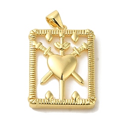 Heart Brass Pave Natural Shell Pendants, Rectengle Charms, Golden, Heart, 24x18x4mm, Hole: 5x3.5mm