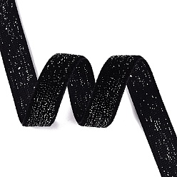 Noir Ruban de velours simple face à paillettes scintillantes, Ruban en polyester et nylon avec cordon métallique, pour accessoires de vêtement, noir, 3/8 pouces (10 mm), environ 218.72 yards (200m)/rouleau