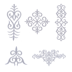 Серебро 10 шт 5 стиль полиэстер компьютерная вышивка приклеивание/пришивание заплатки, аппликации с вышивкой металлическими нитками в этническом стиле, с клейкой спинкой, серебряные, 77~204x70~200x1~1.5 мм, 2 шт / стиль