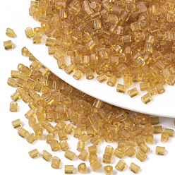 Goldenrod Transparent Glass Beads, Triangle, Triangle Hole, Goldenrod, 4x3.5mm, Hole: 1.2mm, about 4500pcs/bag