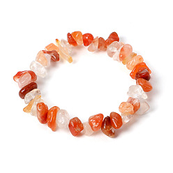Красный Агат Эластичные браслеты из натурального сердолика, расшитые бисером, украшения для женщин мужчина, 7-1/4 дюйм (18.5 см)