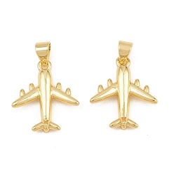 Real 18K Gold Plated Brass Pendants, Airplane Charms, Long-Lasting Plated, Lead Free & Cadmium Free, Rack Plating, Real 18K Gold Plated, 19x17x3mm, Hole: 4x3.5mm