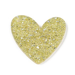 Желтый Кабошоны из акрилового пластика, сердце, желтые, 37x39.5x2.5 мм, отверстие : 2.5 мм