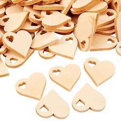 BurlyWood Blank Wood Cabochons, Heart, BurlyWood, 39~40x38~40x4.5~5.5mm