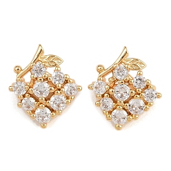 Клубника Латунные микропаве целларовые дистанционные планки из кубического циркония, без никеля , реальный 18 k позолоченный, клубника, 15x13.3x7 мм, отверстие : 1.4 мм