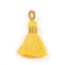 Золотистый Кулон с кисточкой из поликоттона (полиэстер), с металлического корда, золотые, 40~43x7~9 мм, отверстие : 5~6.5x2~3.5 мм