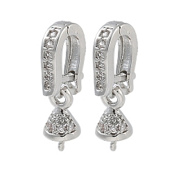 Платина Конусные латунные микропаве кубические цирконии штифты-подвески, за половину пробурено бисера, усилитель укороченный бейлс, долговечный, платина, 18 мм, поручитель: 9.5x5 мм, штифты : 0.8 мм, лоток : 4 мм