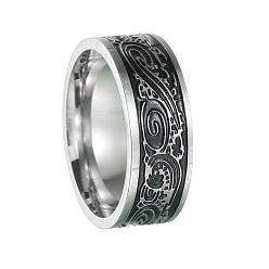 Oval Ретро викинг 201 перстни из нержавеющей стали для мужчин, античное серебро, овальные, 8 мм, размер США 10 (19.8 мм)