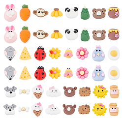 Mixed Color 48Sets 12 Style Opaque Resin Cabochons, Mixed Shape, Mixed Color, 8~15x10~16x5~8mm, 4sets/style