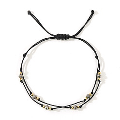 Черный Граненые стеклянные бусины рондель плетеные браслеты из бусин, регулируемые нейлоновые многорядные браслеты для женщин, чёрные, внутренний диаметр: 11 дюйм (28 см)