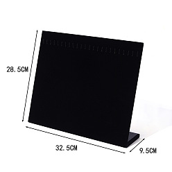 Черный Бархат ожерелье дисплей стенды, дисплей ювелирных изделий стойки, l-образный, прямоугольные, чёрные, 9.5x32.5x28.5 см