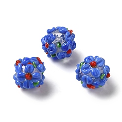 Королевский синий Бусины лэмпворк , цветок, королевский синий, 11~13 мм, отверстие : 1.2 мм